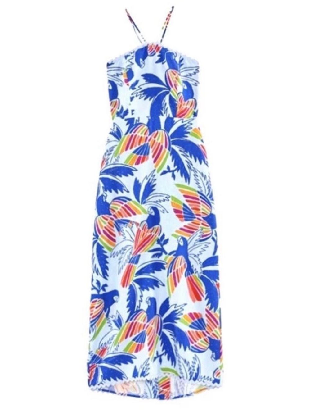 Farm Rio NWT size XL Tropical Maxi Dress in Blue, Orange, Green birds - Picture 3 of 7